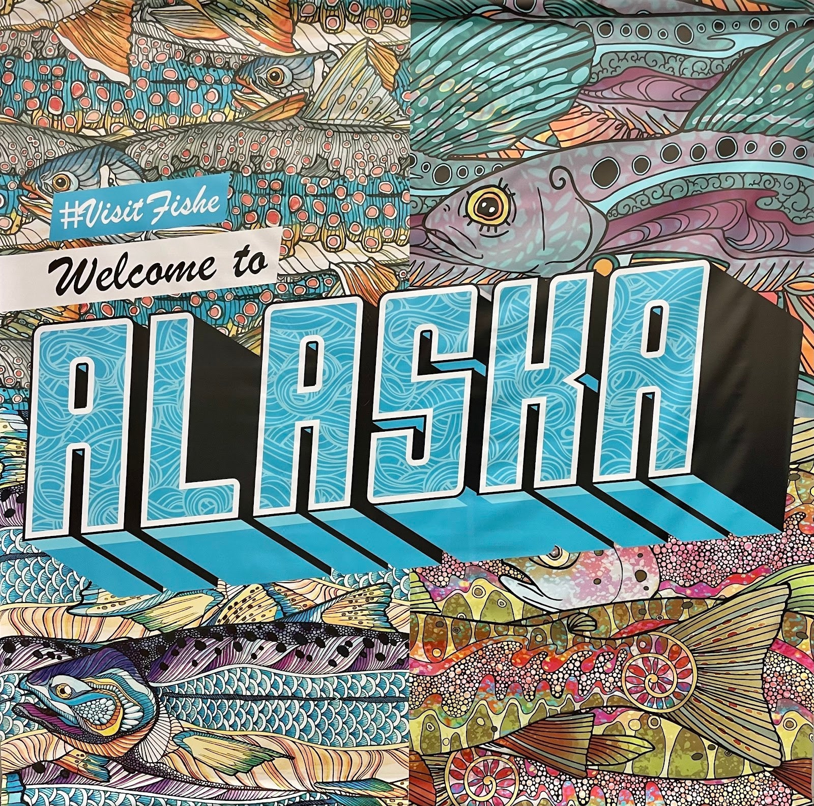 Colorful mural photo stop featured in the Instagram Walls of Anchorage guide