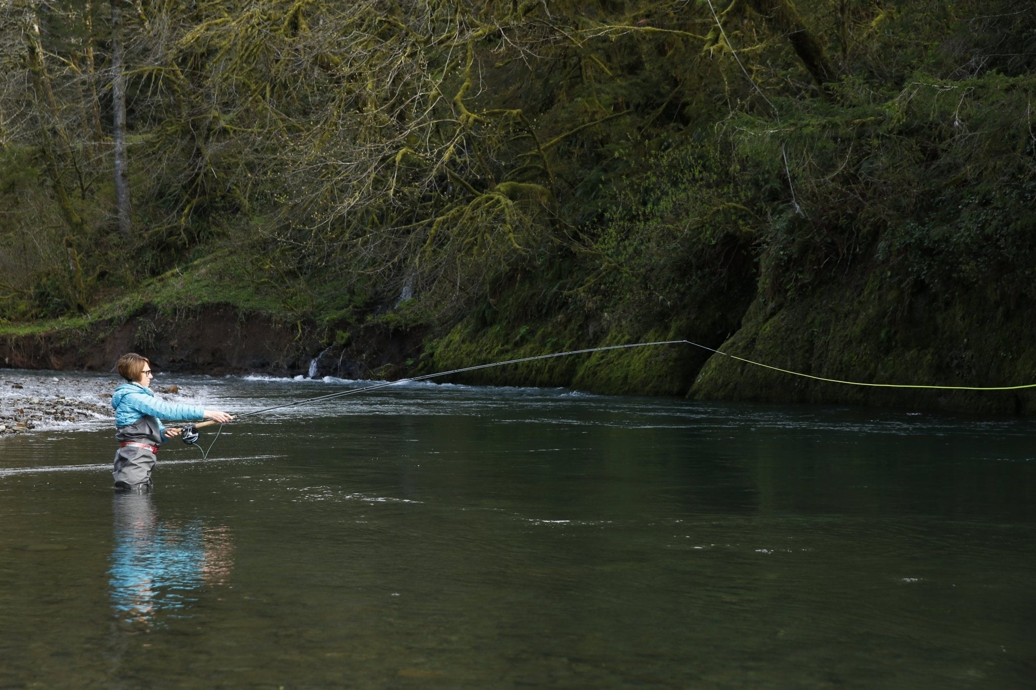 Women fly fishing in Alaska during the FisheWear and Womenβs Flyfishing story