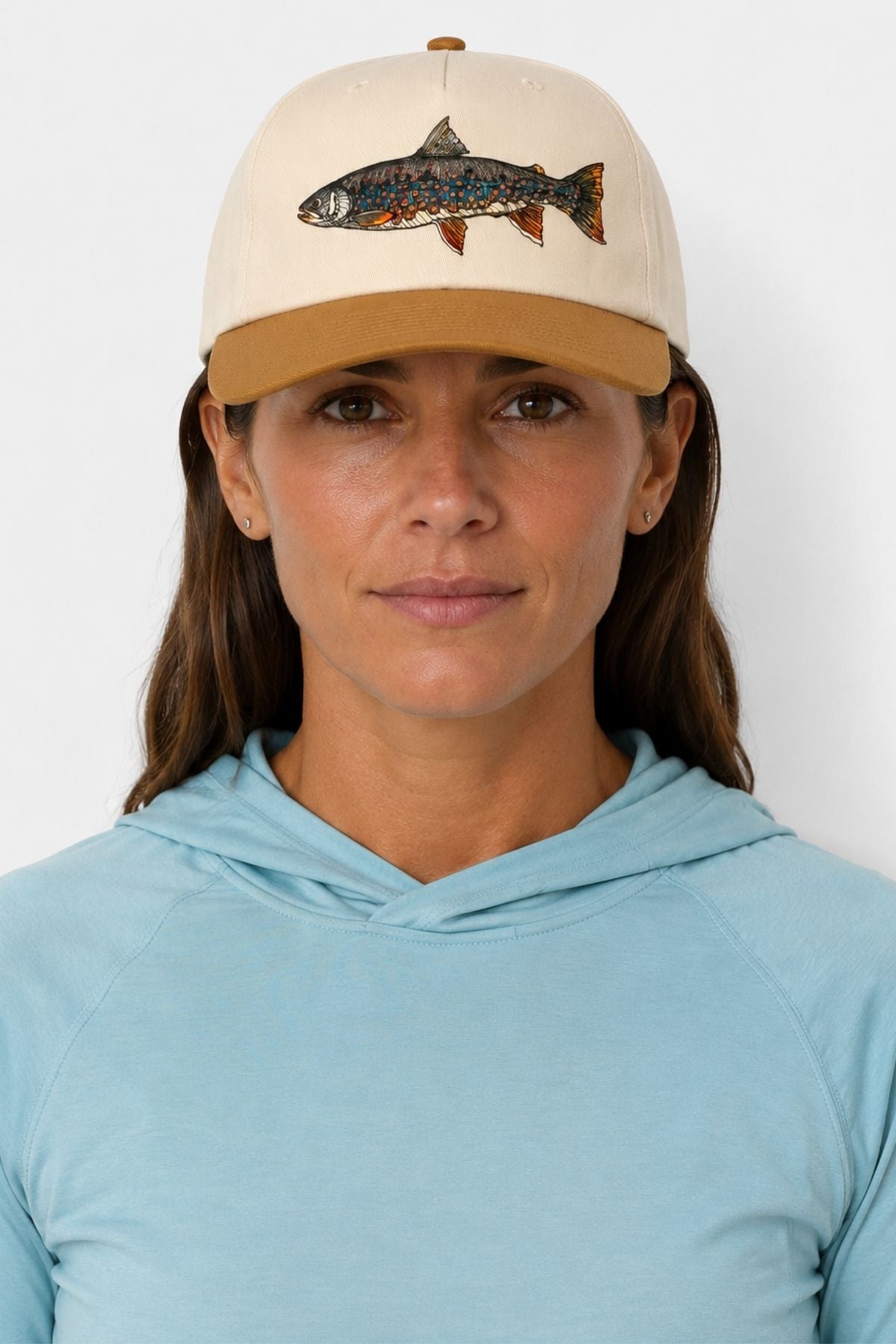 Dolly Vee Twill Trucker Hat with bold Dolly Varden-inspired artwork