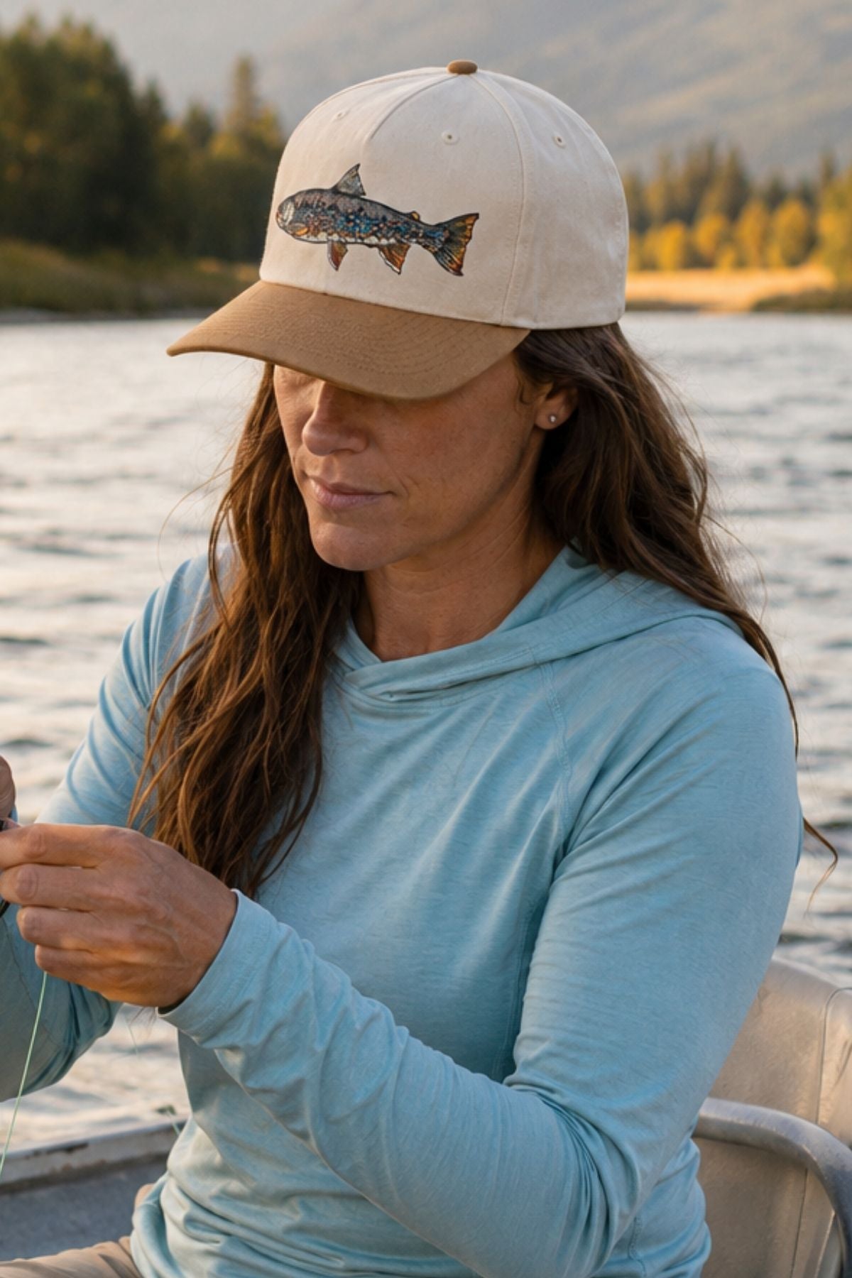Rear view of Dolly Vee Twill Trucker Hat with adjustable backstrap