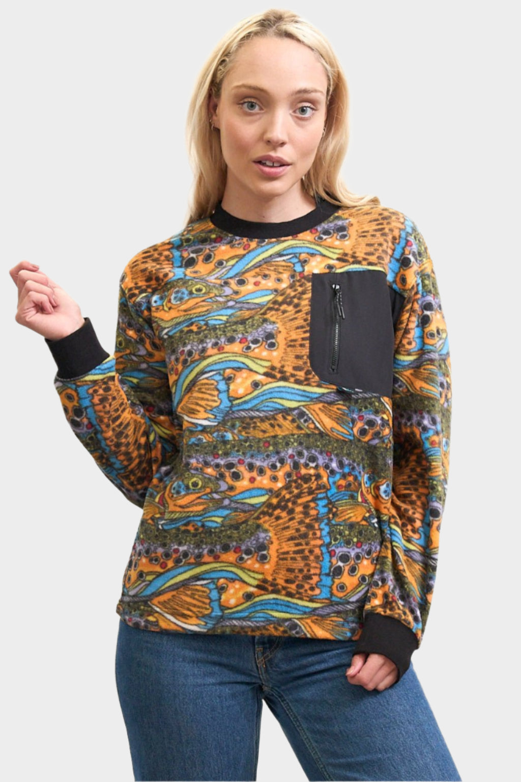 Unbound Brown Fleece Crew Neck - FisheWear