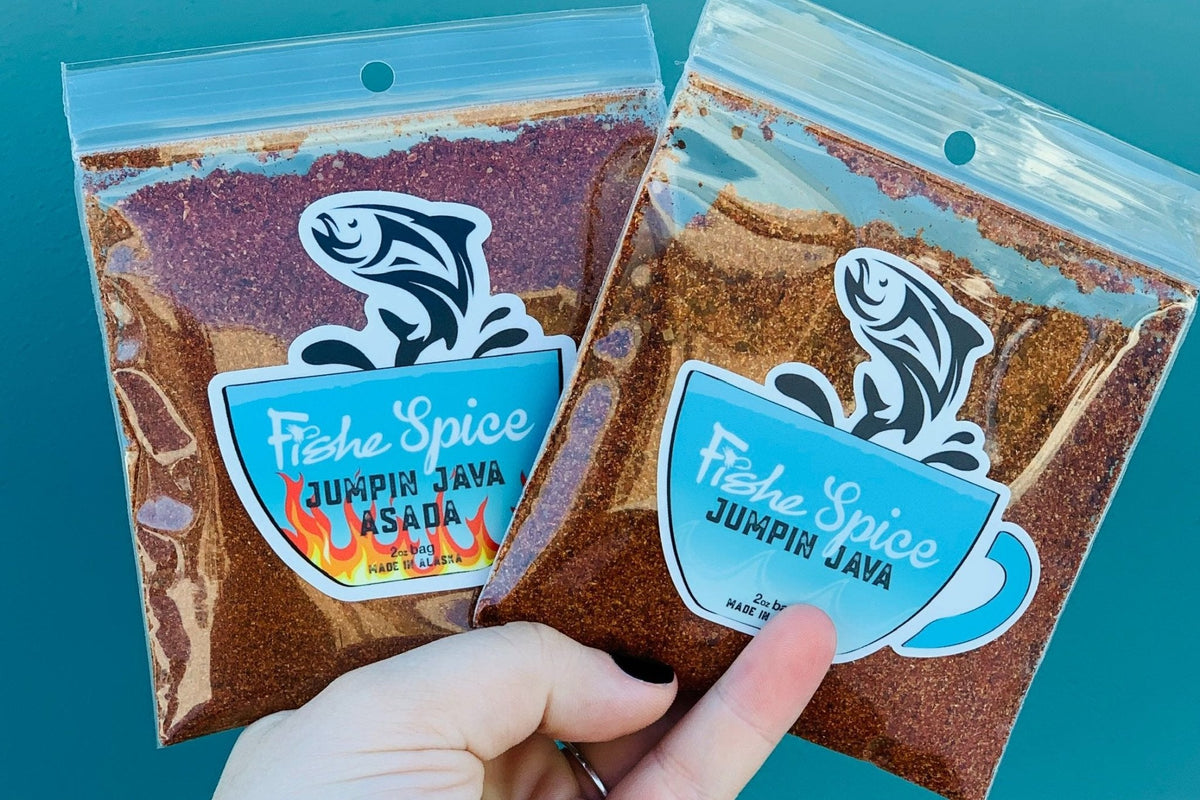 Mike Leary with Fishe Spice blends in Alaska