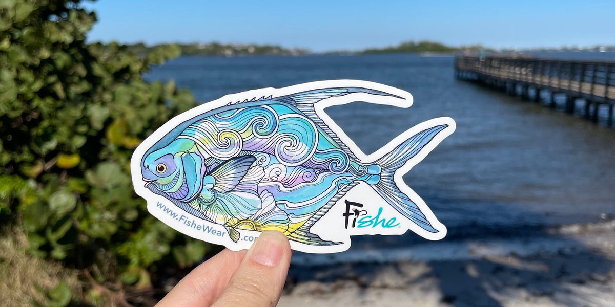 Permit Paradise permit fish artwork in soft blue and violet saltwater tones
