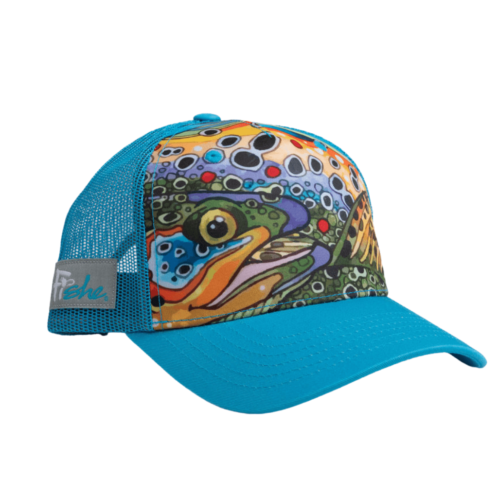 Unbound Brown Abstract Trucker Hat - FisheWear