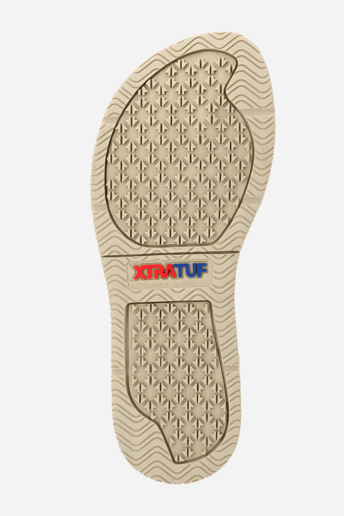 Beige shoe sole with Xtratuf logo on a white background