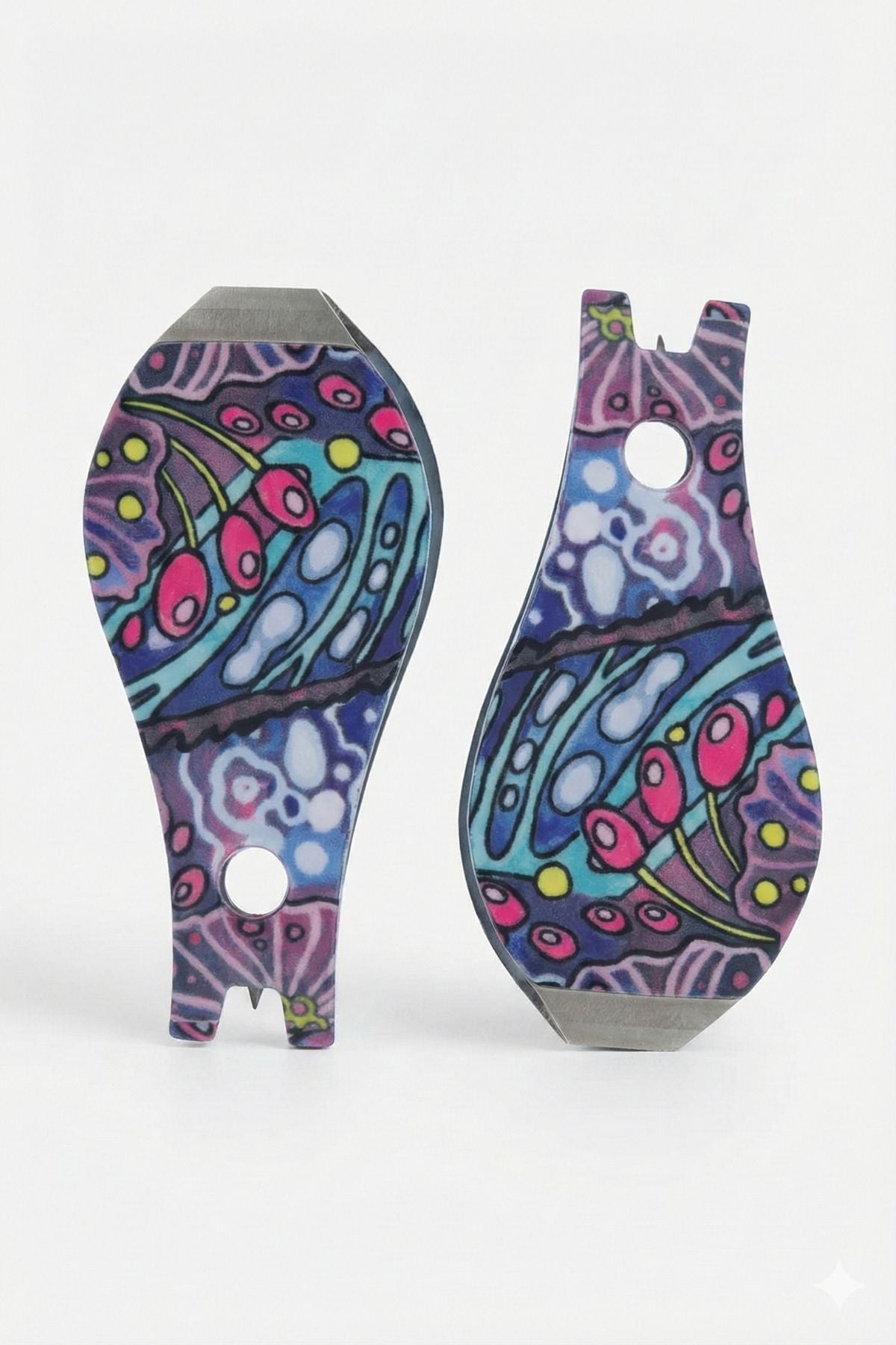 Colorful butterfly-shaped objects on a white background