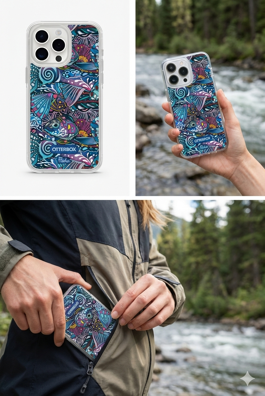 OtterBox Symmetry Series Clear for MagSafe x Fishe Enchanted Grayling Phone Case