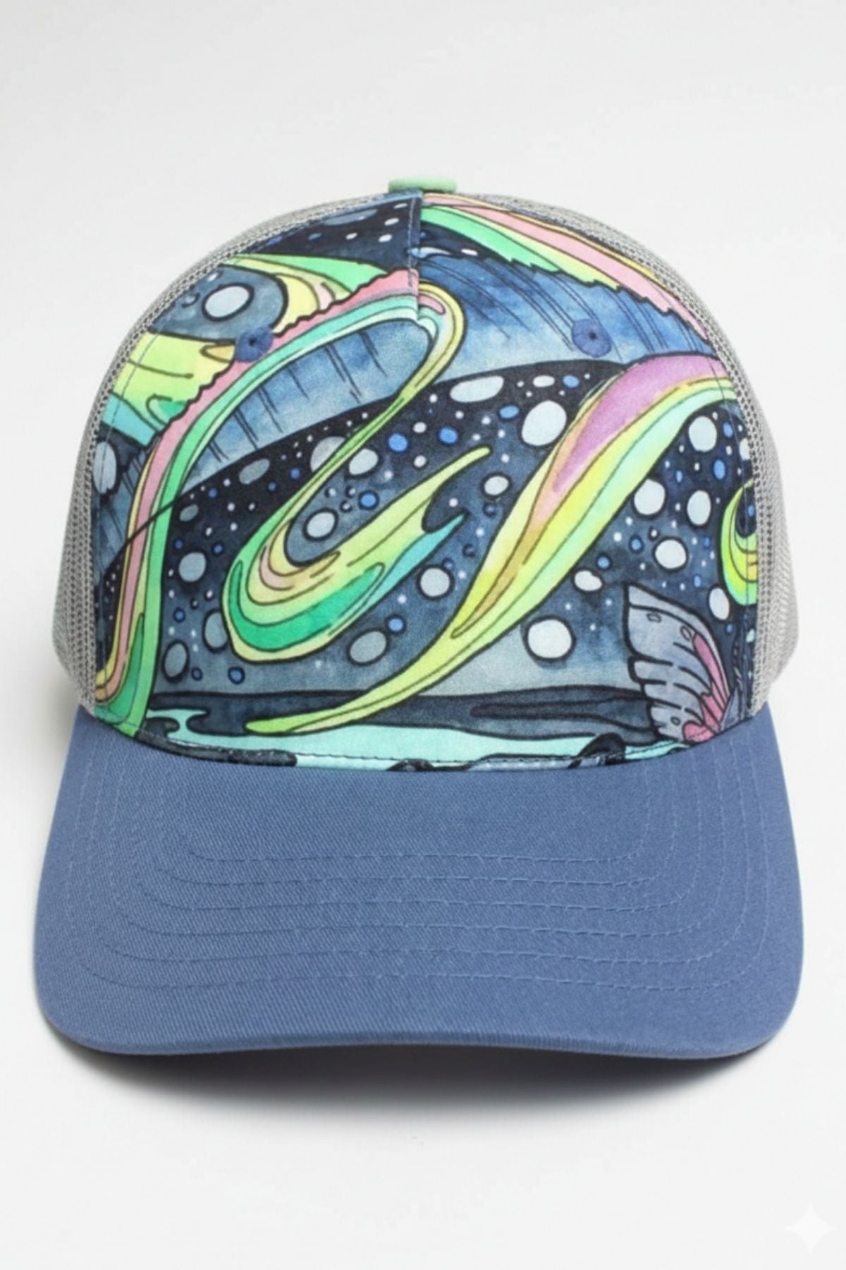 Colorful cap with abstract design on a white background