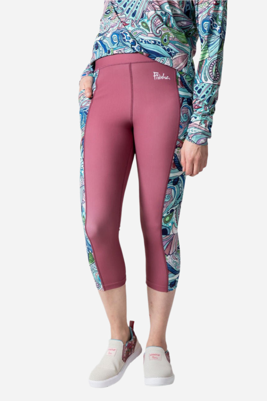 Radiant Redfish Pocket Capri Leggings | High Waisted Leggings | FisheWear