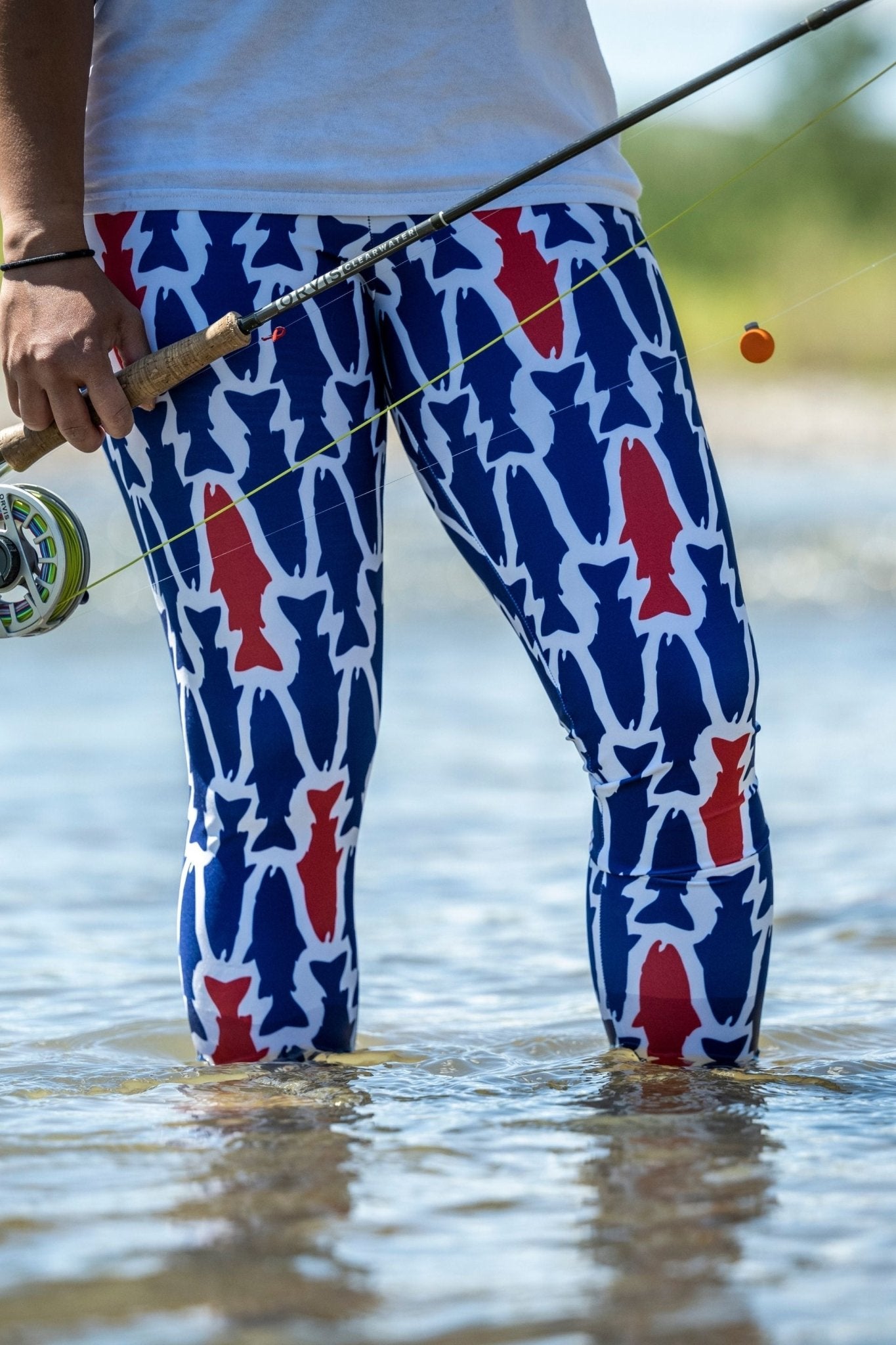 Red White Blue Fish Signature Leggings - FisheWear