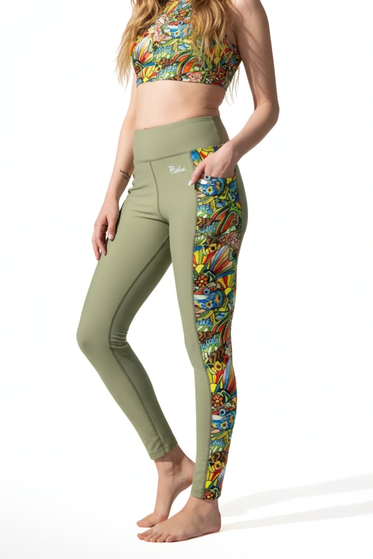 Sitka Green Boho Bass Pocket Leggings - FisheWear
