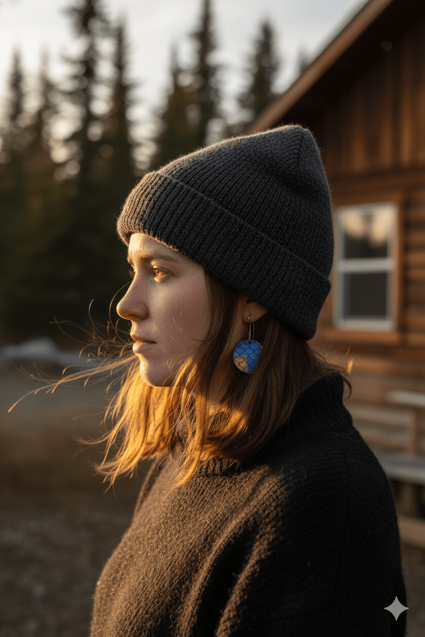 Torch and Tide Earrings - HaliBorealis Circle - FisheWear