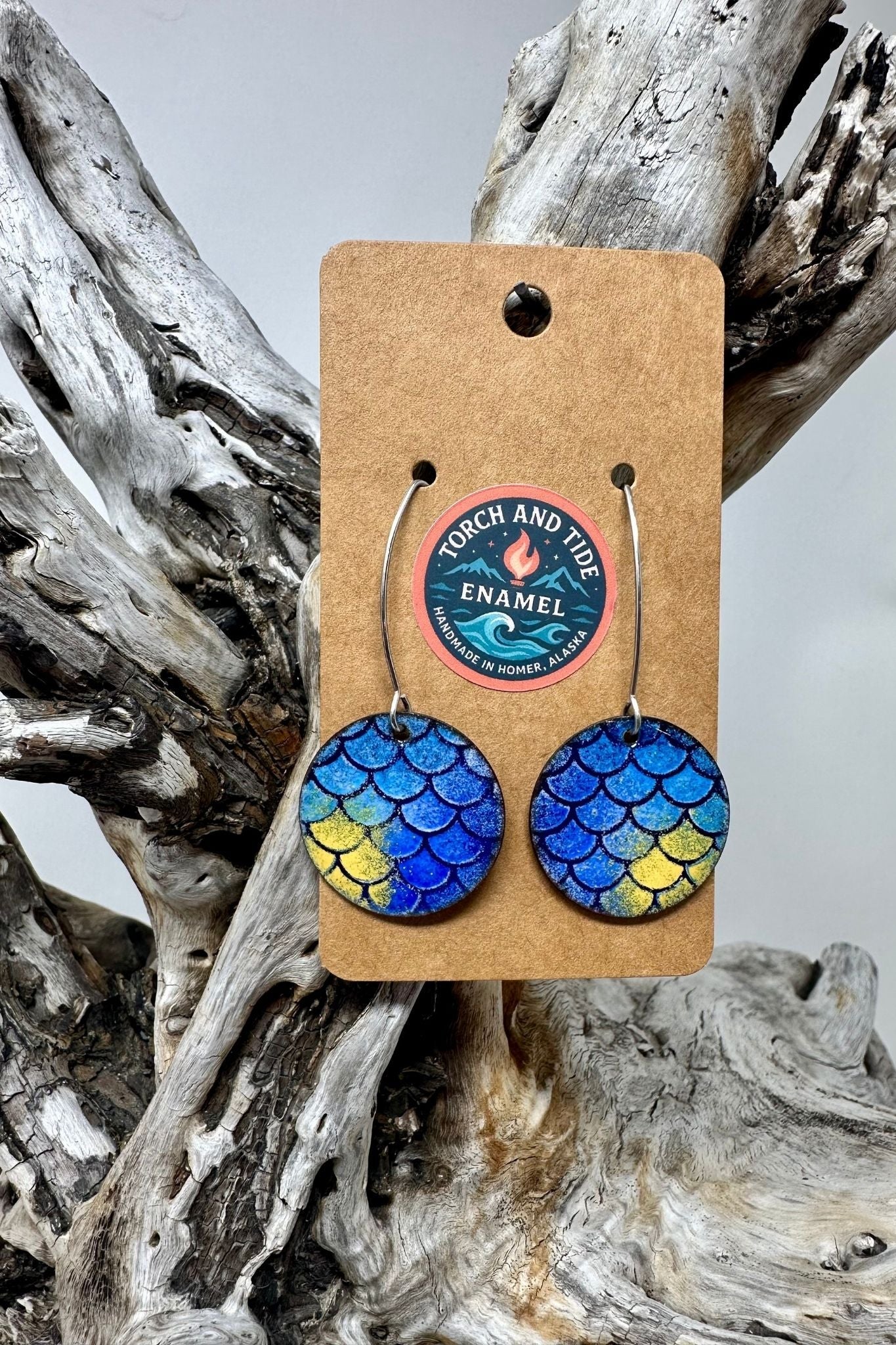 Torch and Tide Earrings - HaliBorealis Circle - FisheWear