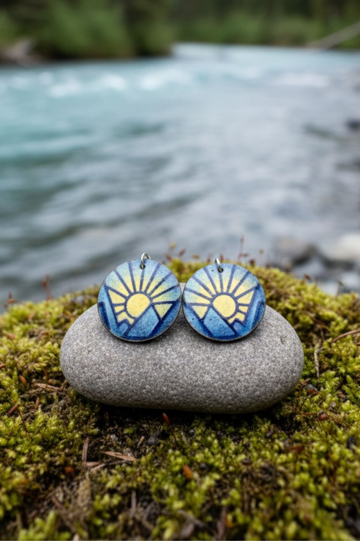 Torch and Tide Earrings - HaliBorealis Mountain Sunrise - FisheWear