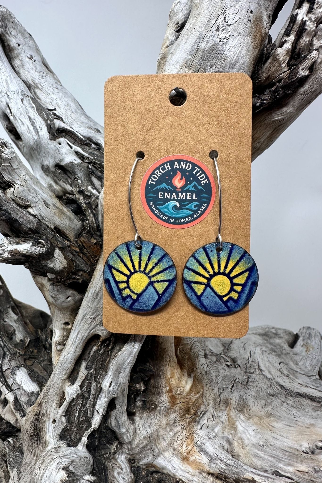 Torch and Tide Earrings - HaliBorealis Mountain Sunrise - FisheWear