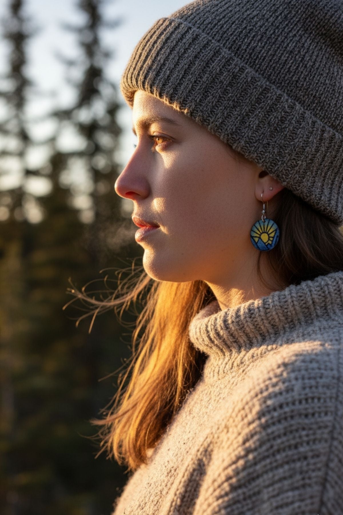 Torch and Tide Earrings - HaliBorealis Mountain Sunrise - FisheWear