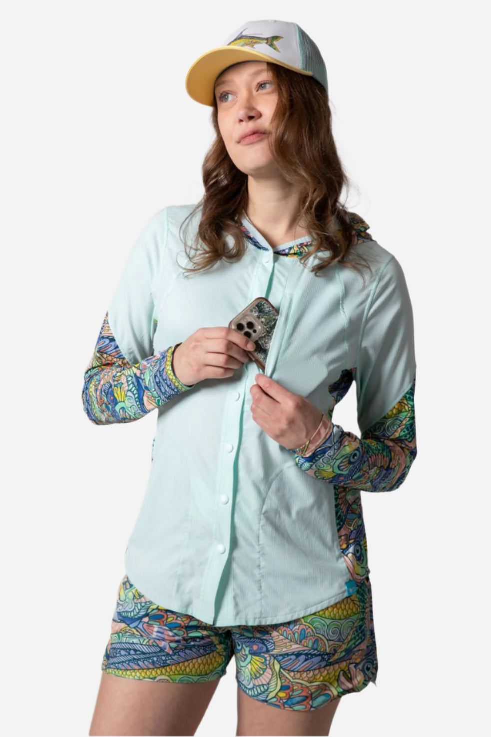 Tropical Tarpon Coastline Hybrid Sunshirt | Women’s UPF Long Sleeve Shirt | FisheWear