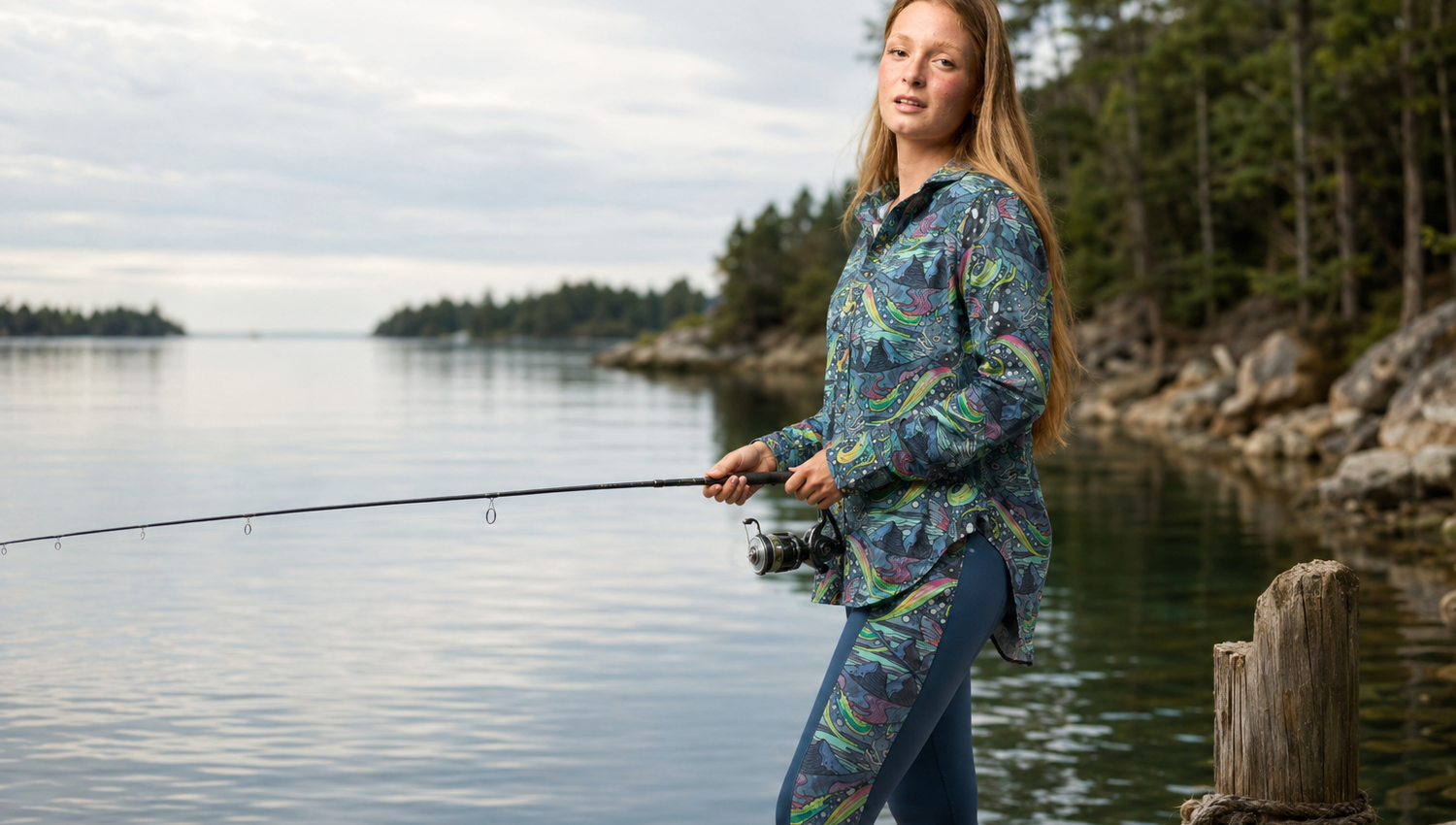 HaliBorealis tunic fishing shirt lifestyle banner for Women's Long Sleeve Fishing Shirts collection