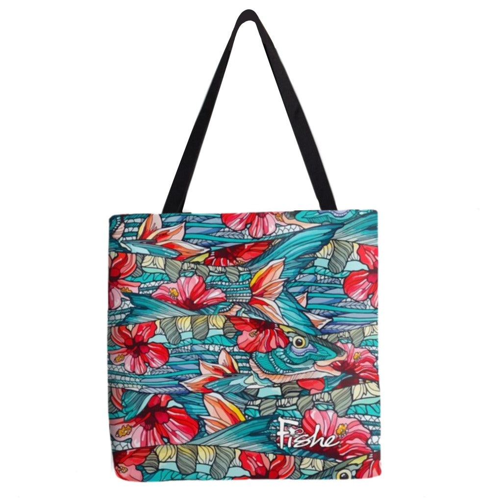 Canvas Tote in the Beauty and the Bonefish pattern.
