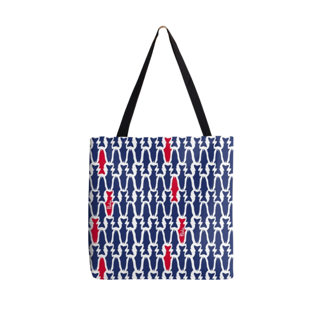 Red White Blue Fish Canvas Tote