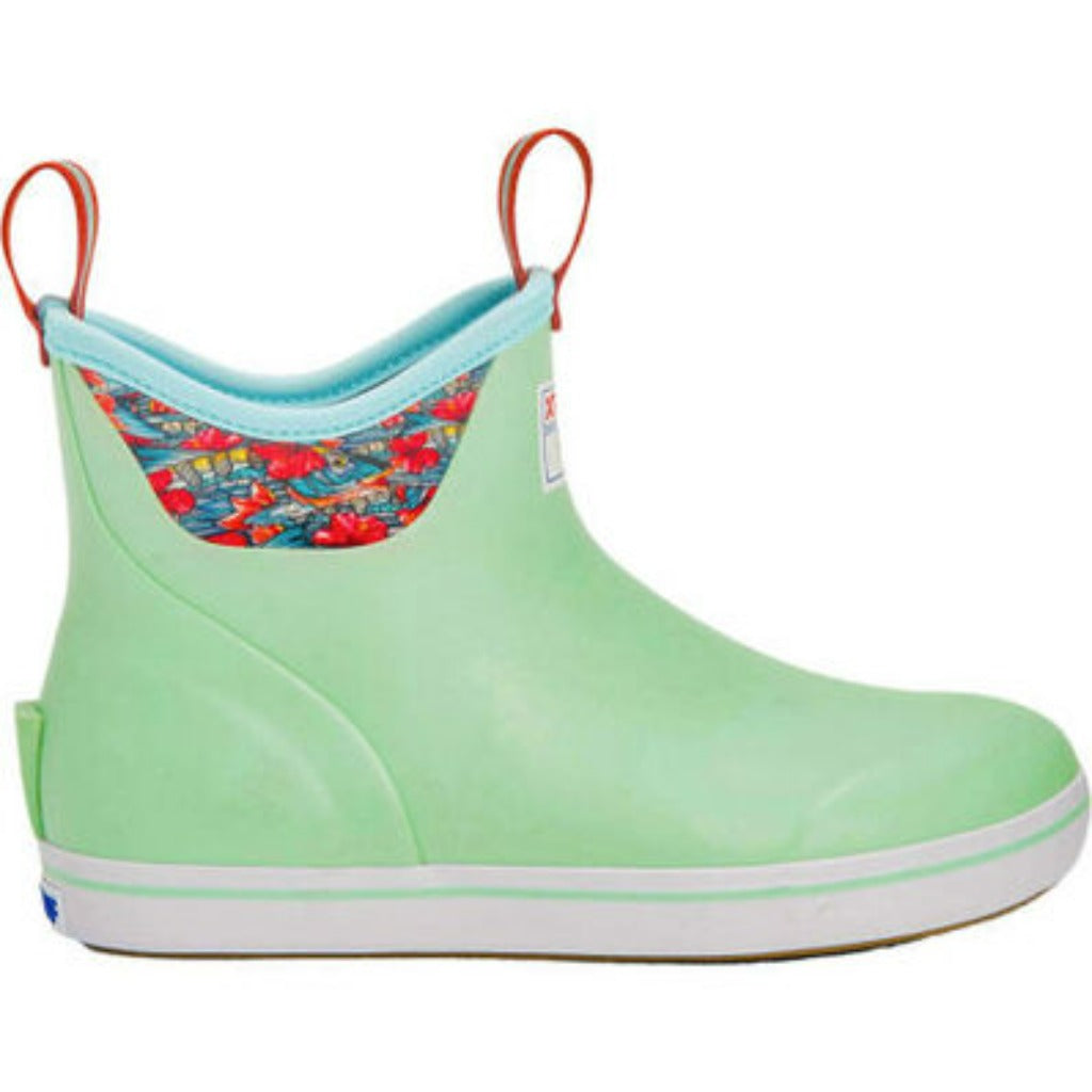 Front facing image of the Ankle Deck Boot in the Beauty and the Bonefish Pattern